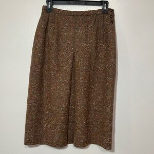 PERRY ELLIS Vintage Wool Elegant Brown Tweed Skirt